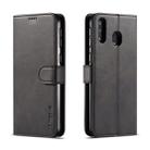 For Galaxy M30 LC.IMEEKE Calf Texture Horizontal Flip Leather Case, with Holder & Card Slots & Wallet(Black) - 1