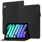 For iPad mini 6 Rhombus Skin Feel Horizontal Flip Tablet Case with Card Slots & Holder & Sleep / Wake-up Function(Black) - 1