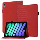 For iPad mini 6 Rhombus Skin Feel Horizontal Flip Tablet Case with Card Slots & Holder & Sleep / Wake-up Function(Red) - 1