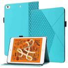Rhombus Skin Feel Horizontal Flip Tablet Leather Case with Card Slots & Holder & Sleep / Wake-up Function For iPad mini (2019) / 4 / 3 / 2(Lake Blue) - 1