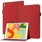 Rhombus Skin Feel Horizontal Flip Tablet Leather Case with Card Slots & Holder & Sleep / Wake-up Function For iPad 10.2 2021 / 2020 / 2019 / Pro 10.5 2019 / 2017(Red) - 1