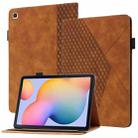 For Samsung Galaxy Tab S6 Lite SM-P610/T615 Rhombus Skin Feel Horizontal Flip Tablet Leather Case with Card Slots & Holder(Brown) - 1