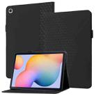 For Samsung Galaxy Tab S6 Lite SM-P610/T615 Rhombus Skin Feel Horizontal Flip Tablet Leather Case with Card Slots & Holder(Black) - 1