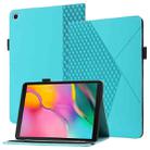 For Samsung Galaxy Tab A 10.1 2019 T510 Rhombus Skin Feel Horizontal Flip Tablet Leather Case with Card Slots & Holder(Lake Blue) - 1