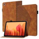 For Samsung Galaxy Tab A7 10.4 2020 T500/T505 Rhombus Skin Feel Horizontal Flip Tablet Leather Case with Card Slots & Holder(Brown) - 1