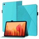 For Samsung Galaxy Tab A7 10.4 2020 T500/T505 Rhombus Skin Feel Horizontal Flip Tablet Leather Case with Card Slots & Holder(Lake Blue) - 1