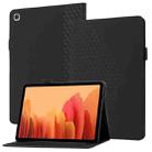 For Samsung Galaxy Tab A7 10.4 2020 T500/T505 Rhombus Skin Feel Horizontal Flip Tablet Leather Case with Card Slots & Holder(Black) - 1
