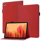 For Samsung Galaxy Tab A7 10.4 2020 T500/T505 Rhombus Skin Feel Horizontal Flip Tablet Leather Case with Card Slots & Holder(Red) - 1