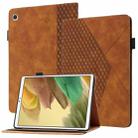 For Samsung Galaxy Tab A7 Lite 8.7 T220/T225 Rhombus Skin Feel Horizontal Flip Tablet Leather Case with Card Slots & Holder(Brown) - 1