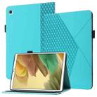 For Samsung Galaxy Tab A7 Lite 8.7 T220/T225 Rhombus Skin Feel Horizontal Flip Tablet Leather Case with Card Slots & Holder(Lake Blue) - 1