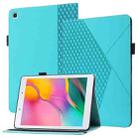 For Samsung Tab A 8.0 2019 T290/T295/T297 Rhombus Skin Feel Horizontal Flip Tablet Leather Case with Card Slots & Holder(Lake Blue) - 1