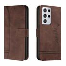 For Samsung Galaxy S22 Ultra Retro Skin Feel Horizontal Flip Soft TPU + PU Leather Case(Coffee) - 1