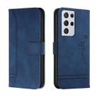 For Samsung Galaxy S22 Ultra Retro Skin Feel Horizontal Flip Soft TPU + PU Leather Case(Blue) - 1
