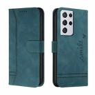 For Samsung Galaxy S22 Ultra Retro Skin Feel Horizontal Flip Soft TPU + PU Leather Case(Dark Green) - 1