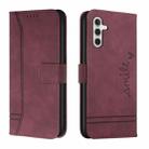 For Samsung Galaxy A13 5G Retro Skin Feel Horizontal Flip Soft TPU + PU Leather Case(Wine Red) - 1