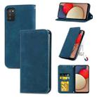 For Samsung Galaxy A03s 166mm Retro Skin Feel Magnetic Horizontal Flip Leather Case with Holder & Card Slots & Wallet & Photo Frame(Blue) - 1