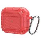 Diamond Shield Mecha TPU + PC Earphone Protective Case with Hook for AirPods 3(Red) - 1