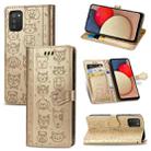 For Samsung Galaxy A03s 166mm Cute Cat and Dog Embossed Horizontal Flip Leather Case with Holder & Card Slots & Wallet & Lanyard(Gold) - 1