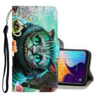 For Galaxy A50 3D Colored Drawing Horizontal Flip PU Leather Case with Holder & Card Slots & Wallet(Green Eyes) - 1