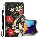 For Galaxy A50 3D Colored Drawing Horizontal Flip PU Leather Case with Holder & Card Slots & Wallet(Red Flower) - 1