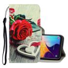 For Galaxy A50 3D Colored Drawing Horizontal Flip PU Leather Case with Holder & Card Slots & Wallet(Red Rose) - 1