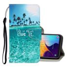 For Galaxy A50 3D Colored Drawing Horizontal Flip PU Leather Case with Holder & Card Slots & Wallet(Coconut Tree) - 1