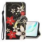 For Galaxy Note 10 Plus 3D Colored Drawing Horizontal Flip PU Leather Case with Holder & Card Slots & Wallet(Red Flower) - 1