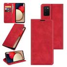 For Samsung Galaxy A03s 166mm Retro-skin Magnetic Suction Leather Case with Holder & Card Slots & Wallet(Red) - 1