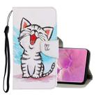 For Galaxy S10 Plus 3D Colored Drawing Horizontal Flip PU Leather Case with Holder & Card Slots & Wallet(Red Mouth Cat) - 1