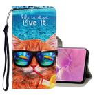 For Galaxy S10 Plus 3D Colored Drawing Horizontal Flip PU Leather Case with Holder & Card Slots & Wallet(Underwater Cat) - 1