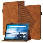 For Lenovo Tab M10 TB-X505F/X605F Rhombus Skin Feel Horizontal Flip Tablet Leather Case with Card Slots & Holder(Brown) - 1