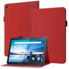 For Lenovo Tab M10 TB-X505F/X605F Rhombus Skin Feel Horizontal Flip Tablet Leather Case with Card Slots & Holder(Red) - 1