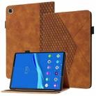 For Lenovo Tab M10 Plus Rhombus Skin Feel Horizontal Flip Tablet Leather Case with Card Slots & Holder(Brown) - 1