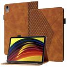 For Lenovo Tab P11 J606F Rhombus Skin Feel Horizontal Flip Tablet Leather Case with Card Slots & Holder(Brown) - 1