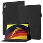 For Lenovo Tab P11 J606F Rhombus Skin Feel Horizontal Flip Tablet Leather Case with Card Slots & Holder(Black) - 1