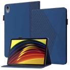 For Lenovo Tab P11 J606F Rhombus Skin Feel Horizontal Flip Tablet Leather Case with Card Slots & Holder(Blue) - 1