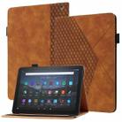 For Amazon Kindle Fire HD 10 2021 Rhombus Skin Feel Horizontal Flip Tablet Leather Case with Card Slots & Holder(Brown) - 1
