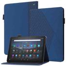For Amazon Kindle Fire HD 10 2021 Rhombus Skin Feel Horizontal Flip Tablet Leather Case with Card Slots & Holder(Blue) - 1