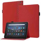 For Amazon Kindle Fire HD 10 2021 Rhombus Skin Feel Horizontal Flip Tablet Leather Case with Card Slots & Holder(Red) - 1