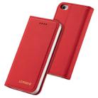 For iPhone 5 / 5s / SE LC.IMEEKE LC-002 Series Skin Hand Feeling PU + TPU Horizontal Flip Leather Case with Holder & Card Slot & Wallet(Red) - 1