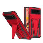 For Google Pixel 6 Super V Armor PC + TPU Shockproof Case with Holder(Red) - 1