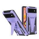 For Google Pixel 6 Super V Armor PC + TPU Shockproof Case with Holder(Purple) - 1