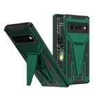 For Google Pixel 6 Pro Super V Armor PC + TPU Shockproof Case with Holder(Dark Green) - 1