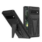 For Google Pixel 6 Pro Super V Armor PC + TPU Shockproof Case with Holder(Black) - 1