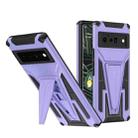 For Google Pixel 6 Pro Super V Armor PC + TPU Shockproof Case with Holder(Purple) - 1