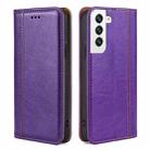 For Samsung Galaxy S22 5G Grid Texture Magnetic PU + TPU Horizontal Flip Leather Case with Holder & Card Slot(Purple) - 1