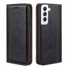 For Samsung Galaxy S22+ 5G Grid Texture Magnetic PU + TPU Horizontal Flip Leather Case with Holder & Card Slot(Black) - 1