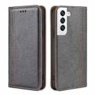 For Samsung Galaxy S22+ 5G Grid Texture Magnetic PU + TPU Horizontal Flip Leather Case with Holder & Card Slot(Gray) - 1