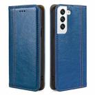 For Samsung Galaxy S22+ 5G Grid Texture Magnetic PU + TPU Horizontal Flip Leather Case with Holder & Card Slot(Blue) - 1