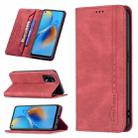 For OPPO A74 4G / F19 4G Magnetic RFID Blocking Anti-Theft Leather Case with Holder & Card Slots & Wallet(Red) - 1